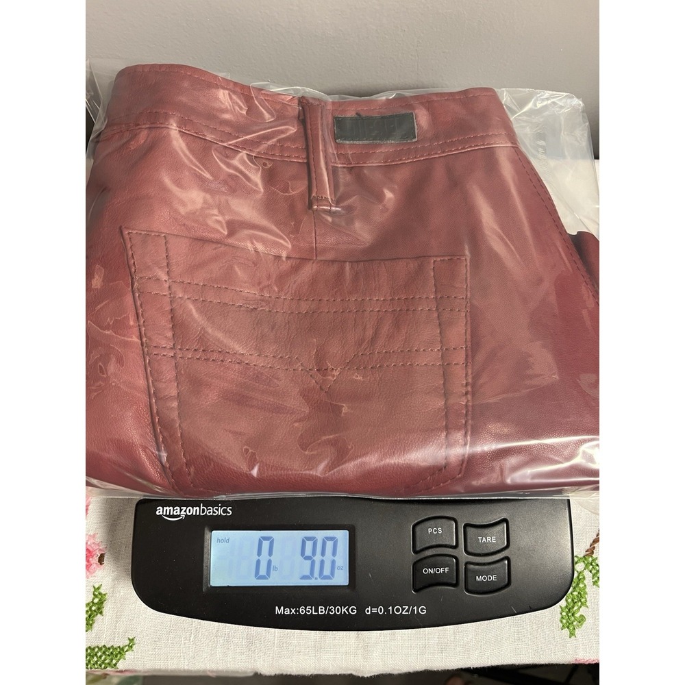 Diesel Red Genuine Sheep Leather High-Rise Shorts Sz 27 - Picture 12 of 12